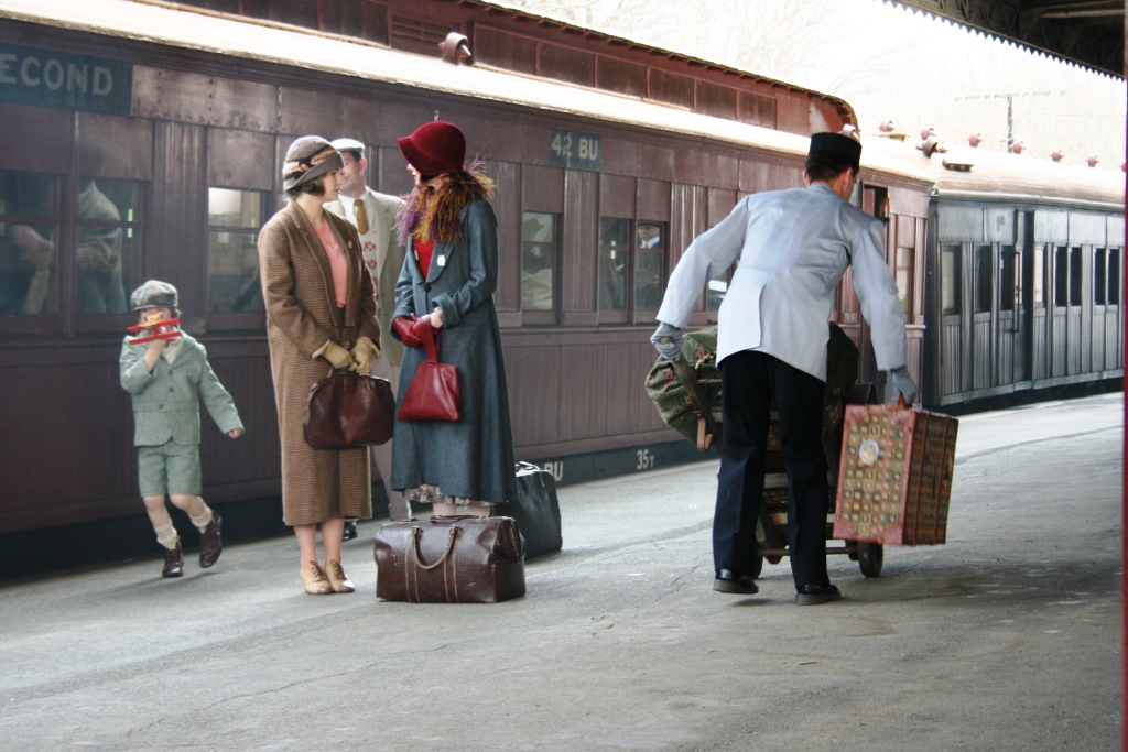 Photo of Miss Fisher's Murder Mysteries on location at Castlemaine Station with the Victorian Goldfields Railway